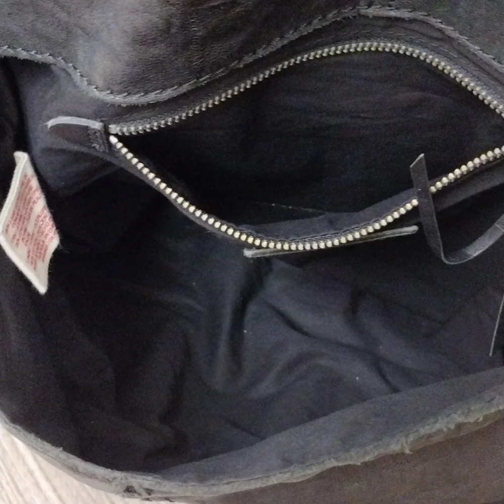 Lucky Brand Stash Black Lambskin Leather Fold Over Hobo Bag VTG Y2K Messenger - Picture 8 of 11